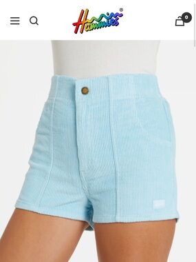Hammies Light Blue High-Waist Corduroy Shorts - 30
